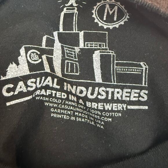 Casual Industrees Mens Long Sleeve Crewneck Gold Tops Beer Black T-Shirt Medium - Picture 7 of 7